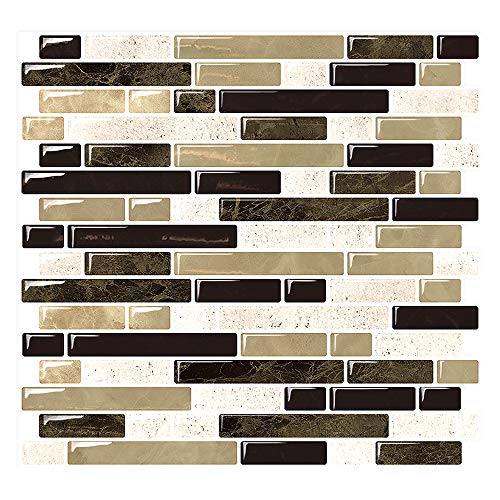 Yipscazo Peel and Stick Backsplash Tile for Kitchen, Anti-Mold Wall Tile in Beige (10 Sheets 10"x10")