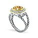 Bling Jewelry Sterling Silver Round Champagne CZ Double Cable Ring