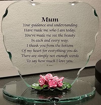 OnlineStreet Glass Plaque Gift for Mum - Laser Engraved Keepsake