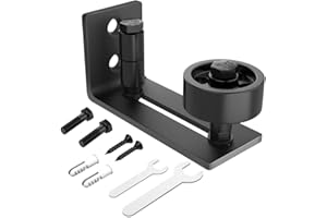 ZEKOO Sliding Barn Door Floor Guide, 8 Setup Options, Adjustable Stay Roller Guide, Black Wall Mounted Barn Door Hardware for Flush Bottom