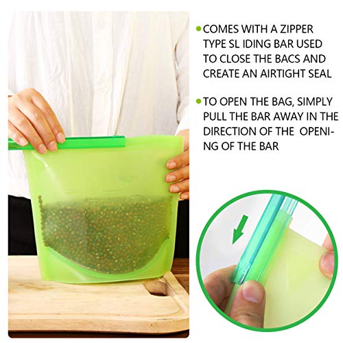 Reusable Silicone Food Storage Bags,WOHOME Freezer Airtight Seal Food Preservation Bags,Food Grade,Versatile Preservation Bag Container for Vegetable,Meat,Fruit,4 Pack Medium 30oz,4 Pack Small 15oz