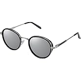 ZENOTTIC Retro Round Polarized Steampunk Sunglasses for Men Women-Circle Vintage Design Metal Frame UV400 Shades