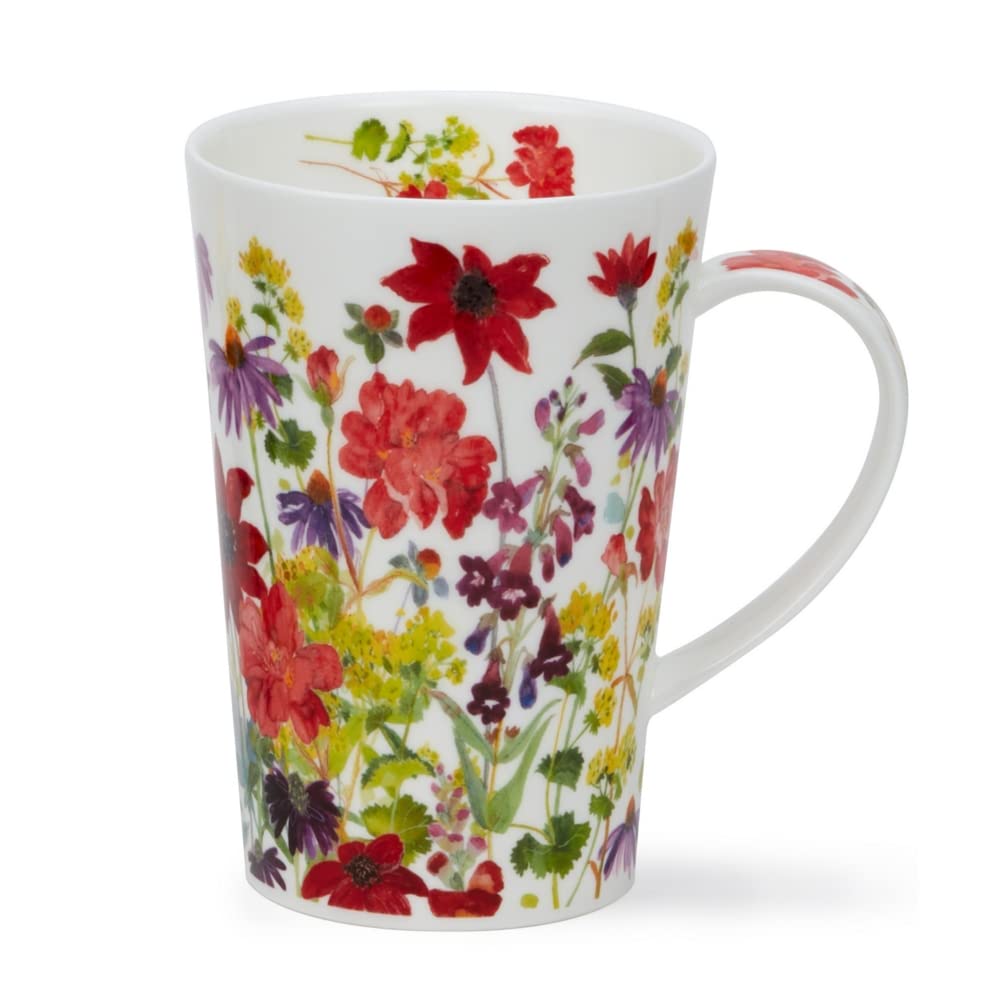 Dunoon Shetland 0.44 L Fine Bone China Floral Mug Cottage Boarder (Red)