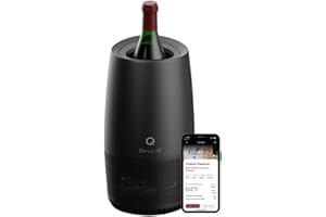 QelviQ Personal Sommelier - Black Electric Wine chiller & warmer, Smart connected wine cooler w/inventory, sommelier services and food pairing included