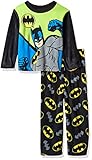 DC Comics Boys' Big Batman 2-Piece Fleece Pajama Set, Bat Black, 8