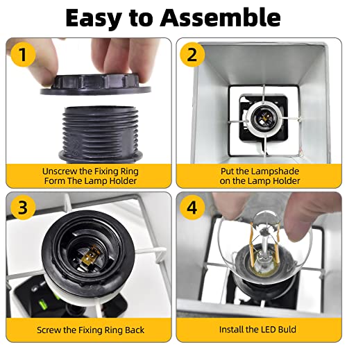 Table Lamp Bedside Lamp Clock, Desk Lamp with 4 USB Ports and 2 AC
