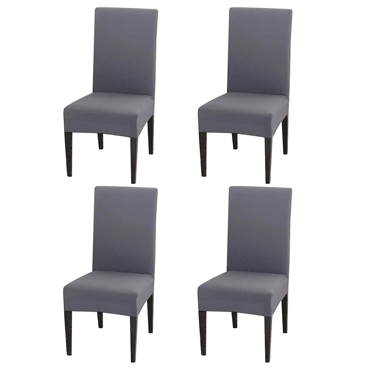 Fundas Forros Para Sillas De Comedor Sala Spandex Gris 4 Set Cubiertas