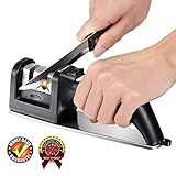 Knife Sharpener, Professional Kitchen Knife Sharpener, 2-Stage Steel Diamond Coated Sharpening Wheel System, Non-slip Steel Base Chef Choice Knife Sharpening Kit, Easy to Use and Safe (Black)