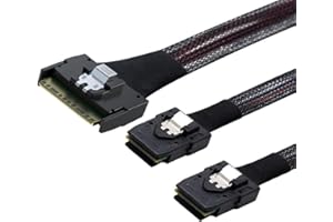 AoQhir SlimSAS SFF-8654 8i 74P to 2X SAS SFF-8087 Cable – 12Gbps High Speed Internal Server Connection, Anti-Misplug Design, 