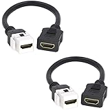 VCE 2-Pack HDMI Keystone Jack Adapter,HDMI Female to Female Pigtail Extension Cable Coupler Jack-6 Inch