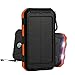 Solar Charger,Providing 10000mAh External Backup Battery USB Solar Panel and Having 2 LED Light Suitable for Emergency Outdoor Camping Power Bank Travel-Black and Orange