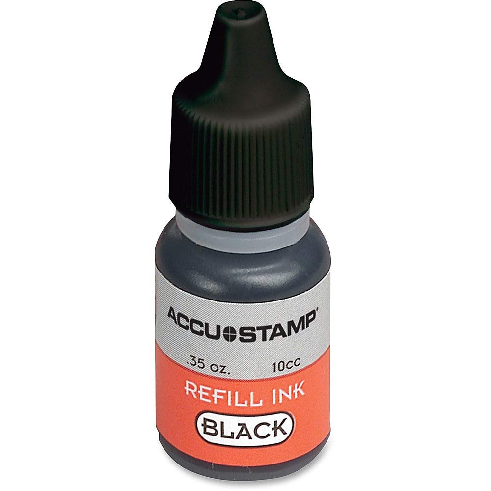 COSCO ACCU-Stamp Gel Ink Refill Bottle, 0.35 oz, Black - Precision Refill for Rubber Stamps