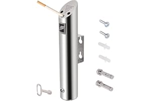 POWEKA Wall Mounted Outdoor Cigarette Butt Receptacle,Stainless Steel Ashtray Receptacle,Outside Cigarette Butt Container for Patio,Restaurants, Hotels,Pub Club,Garden (Silver)