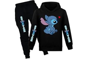 CHITOLDEDER Girls Cartoon Hoodie Set Kids Princess Hooded Pullover Sweatshirt Casual Long Sleeve Clothes Suit for 4-13 Years