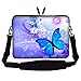 Meffort Inc 15 15.6 inch Neoprene Laptop Sleeve Bag Carrying Case with Hidden Handle and Adjustable Shoulder Strap - Blue Purple Butterfly