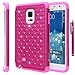 Galaxy Note Edge Case, Style4U Galaxy Note Edge Studded Rhinestone Crystal Bling Hybrid Armor Case Cover for Samsung Galaxy Note Edge / Note 4 Edge with 1 Stylus [Hot Pink / Hot Pink]