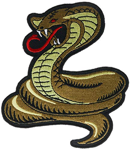 King Cobra Hooded Snake Coiled Embroidered 4" Patch IVANP6222 F5D36T