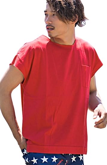 Amazon キャバリア Cavaria メンズ 半袖 Tシャツ フレンチスリーブ クルーネック ビッグシルエット Cadr19 01 46 L Red レッド Tシャツ カットソー 通販