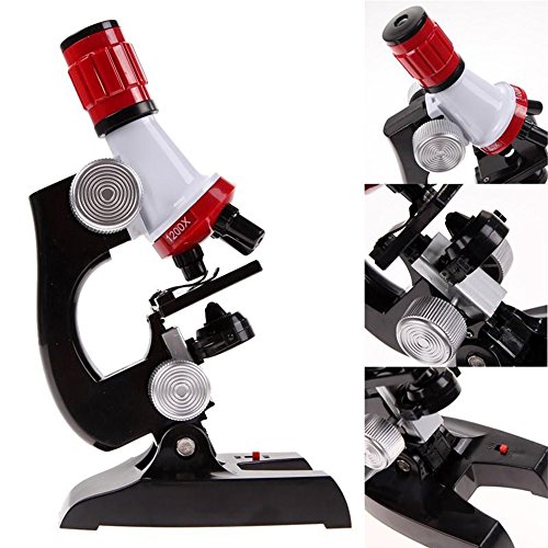 OneBelief Microscope Kit with LED for Kids Beginners, 100X, 400X, and 1200X Magnifications, Science Eductional Toys Gifts