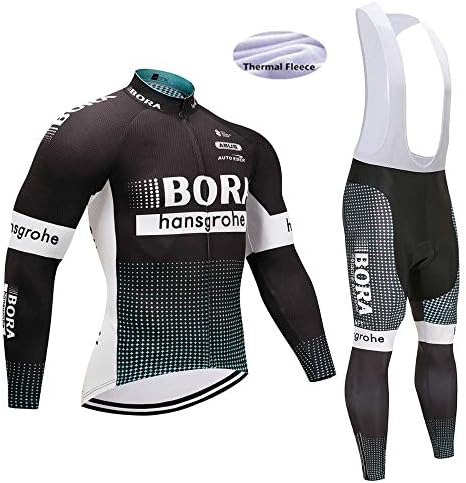 Cycling Jerseys Men's Long Sleeve Bib Pants Set Bicycle Jersey Winter Thermal Fleece Breathable Jersey V284