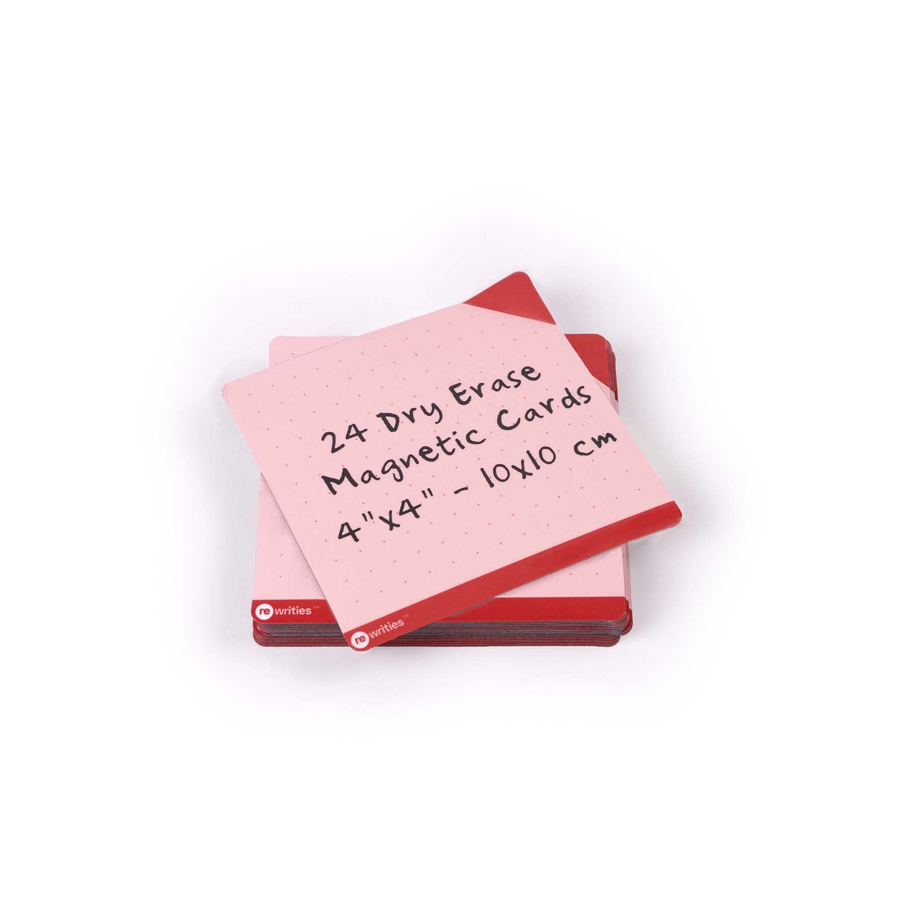 Rewrities Notes - 24 Red Dry Erase Magnetic Cards 10 x 10 cm - Reusable Notes for Whiteboard, Tasks, Planning, Projects, Organization