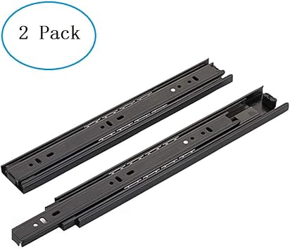 2 Pcs Drawer Slides 8 Inch Length 3 Sections Slide Track Black