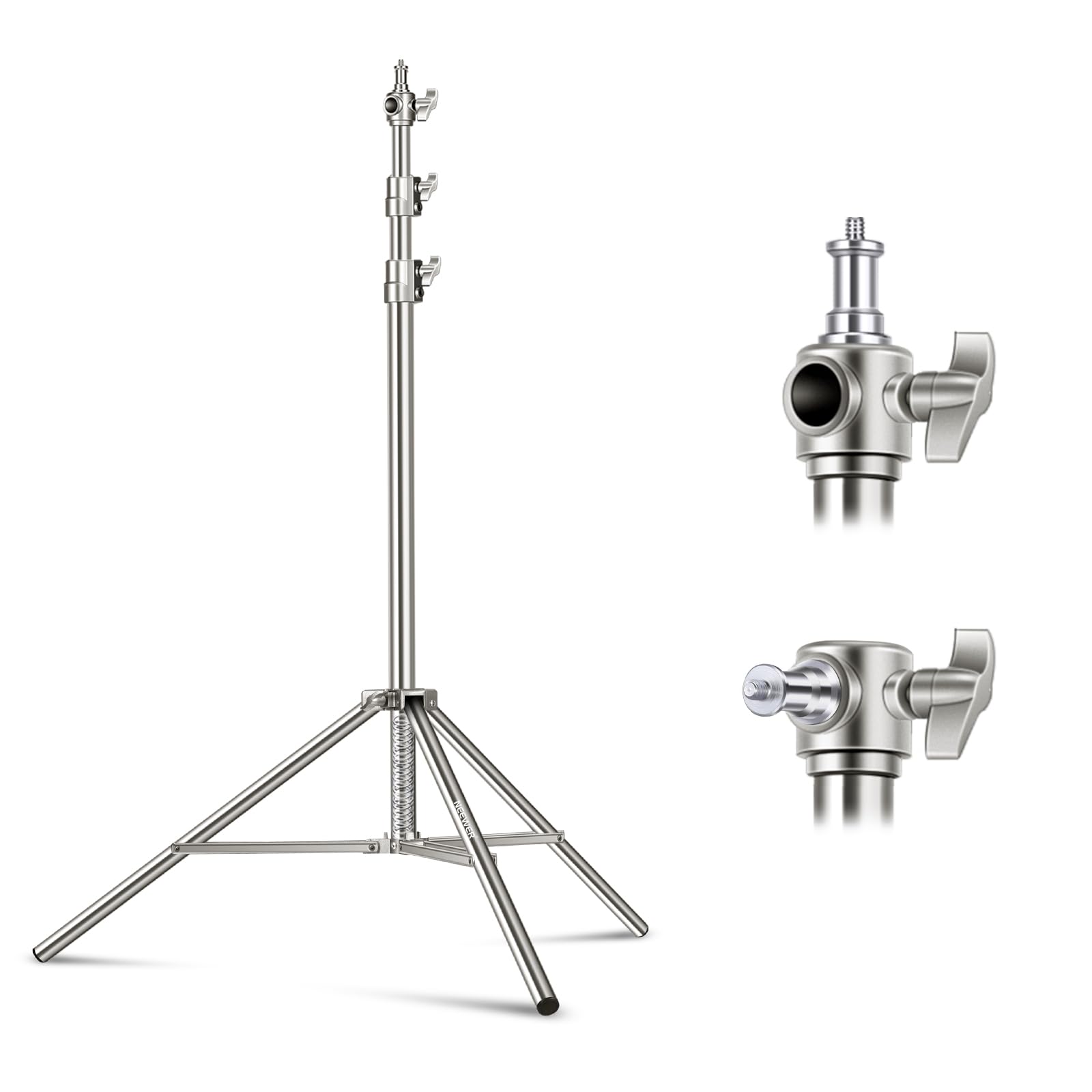 NEEWER 79"/2m Stainless Steel Light Stand, Spring Cushioned Heavy Duty Photography Tripod Stand with 1/4” to 3/8” Universal Screw Adapter for Strobe, LED Video Light, Ring Light, Monolight, Softbox