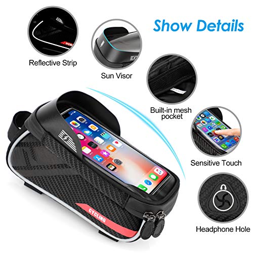 Bike Bag Bike Phone Front Frame Bag,Waterproof Cycling Phone Mount Bag