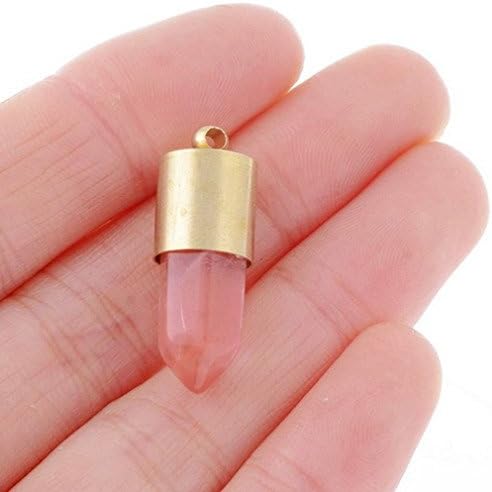 Jewelryfinds Golden Bullet-Shaped Red Necklace Crystal Hexagonal Columns