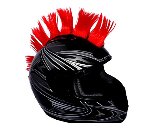 Helmet Hawks Motorcycle, Ski or Snowboard Helmet Mohawk w/Sticky Hook and Loop Fastener Adhesive (8) Hair Patches 2" long x 3" Tall - Candy Red