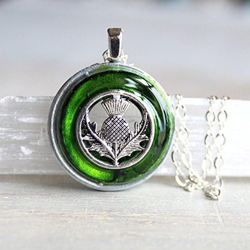 Green Scottish thistle necklace