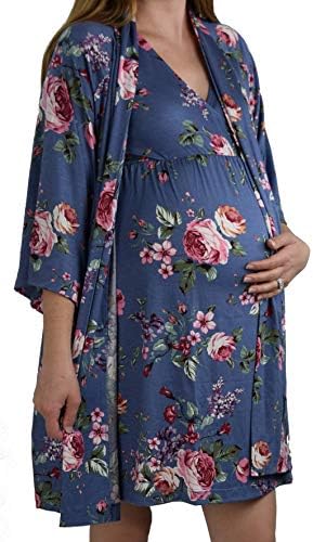 2 in 1 Super Soft Maternity & Nursing Nightgown & Robe Set