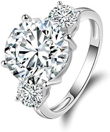 Bishilin Silver Plated Brilliant Cubic Zirconia Inlaid Engagement Rings Like A Flower Size 10.5