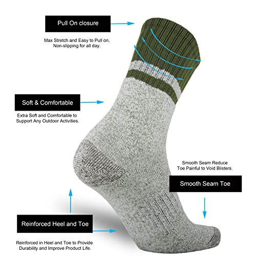 Ortis Men's 4 Pack Merino Wool Moisture Control Heavy Duty Work Boots