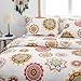 Mohap Quilt Set 3 Pieces Queen Size Bohemian Style for All Season Use Coverlet Set Retro Sunflower Pattern