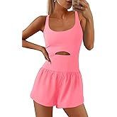 SENSERISE Womens Workout Rompers Athletic Romper Running Onesie One Piece Exercise Jumpsuits Gym Yoga Outfits
