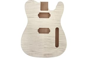 Yinfente Electric Guitar Body Replacement Mahogany Maple wood Guitar Body For Tele Guitar Unfinished 25.5 Inch Scale Flame maple veneer HH pickups