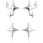 Sterling Silver Star Earrings for Women, Post Dainty Cute Tiny Asymmetric Small Stud, Hypoallergenic Accessories Suitable for Allergy-prone Crowd, Wedding Engagement Birthday Present