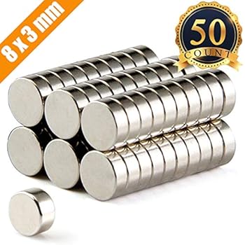 FINDMAG Refrigerator Magnets,50PCS Premium Brushed Nickel Fridge Magnets,Round Magnets,Office Magnets - 8 X 3 mm