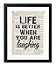 Life Is Better When You Are Laughing Typography, Vintage Dictionary Art Print, Antique Wall Art Home Decor, Boho Poster, Farmhouse Decoration Living Room Bedroom Office 8x10 Inches, Ready To Frame