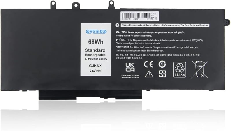Oyomba 68Wh GJKNX 93FTF Laptop Battery for Dell Latitude 5280 5480 5490 5580