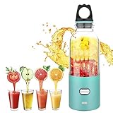 Portable Juicer Blender, XBrands Mini Travel Blender,USB Rechargeable Juicer Cup,Household Fruit Mixer, Personal Size Mixing Machine with Six Blades, Small Size Easy to Carry - Small Ice Cubes Become Smaller