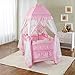 Big Oshi Portable Playard Deluxe Bundle - Nursery Center With Canopy Net Topper - Medium Size - Lightweight, Compact Design, Includes Carry Bag - Perfect for Indoor or Outdoor Backyard Use, Pink