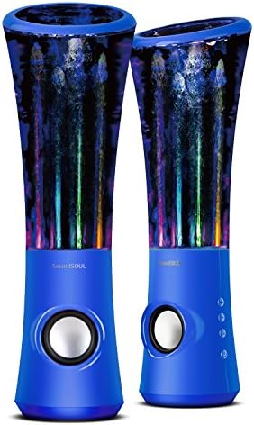 SoundSOUL Dancing Water Speakers LED Speakers Water Fountain Speakers Mini Music Amplifier(6 Colored LED Lights,Dual 3W Speakers,perfect Birthday/Thanksgiving /Christmas Gift for your family) - Blue
