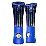 SoundSOUL Dancing Water Speakers LED Speakers Water Fountain Speakers Mini Music Amplifier(6 Colored LED Lights,Dual 3W Speakers,perfect Birthday/Thanksgiving/Christmas Gift for your family) - Blue