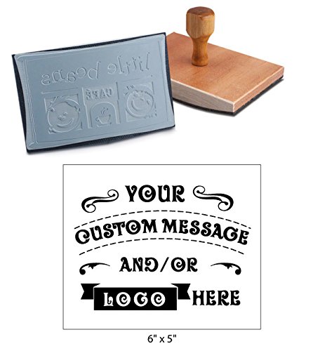 6" x 5" Extra Large Custom"Rocker Mount" Wood Hand Rubber Stamp with Wooden Handle