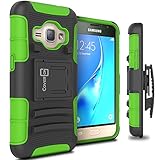 Galaxy Express 3 Holster Case, Samsung Luna case (2016), CoverON [Explorer Series] Holster Hybrid Armor Belt Clip Hard Phone Cover For Samsung Galaxy J1 Luna 4G LTE Holster Case - Green Neon
