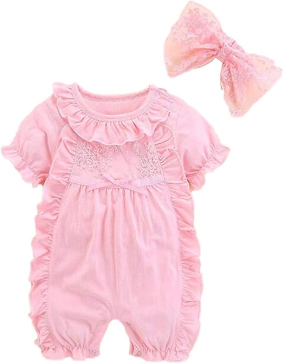 Amazon Co Jp 韓国子供服 ベビー ロンパース 短袖 カバーオール スウェット 通園に大活躍 ベビー 新生児用 ピンク 60 服 ファッション小物