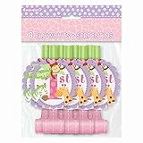 Pink Safari First Birthday Party Blowers, 8ct