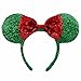 Disney Parks Minnie Mouse Holly Jolly Christmas Ears Headband w/ Red Bow